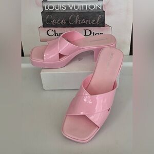 Jeffrey Campbell Bubblebum Platform Sandals Block Heel in Shiny Pink Size 10